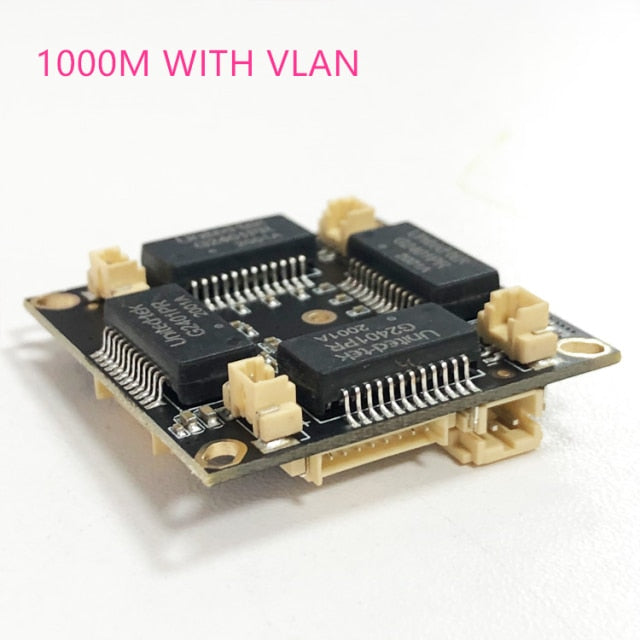 10/100/1000M 4 port gigabit Ethernet switch pcba for embedded integrated module DC 5V 12V1A-3A IN DC OUT VLAN Through current