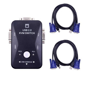 Ingelon USB Hub 2 Port USB 2.0 KVM VGA Switch Box And Cables for 2 PC Printer Mouse Keyboard Monitor Dropshipping USB Adapter